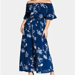 City Chic Sapphire Garden Maxi Dress Plus Size 18